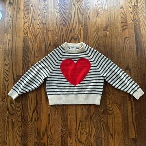 Striped Sweater with Red Heart - S